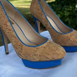 Dolce Vita Bryce cork blue heels -never worn
